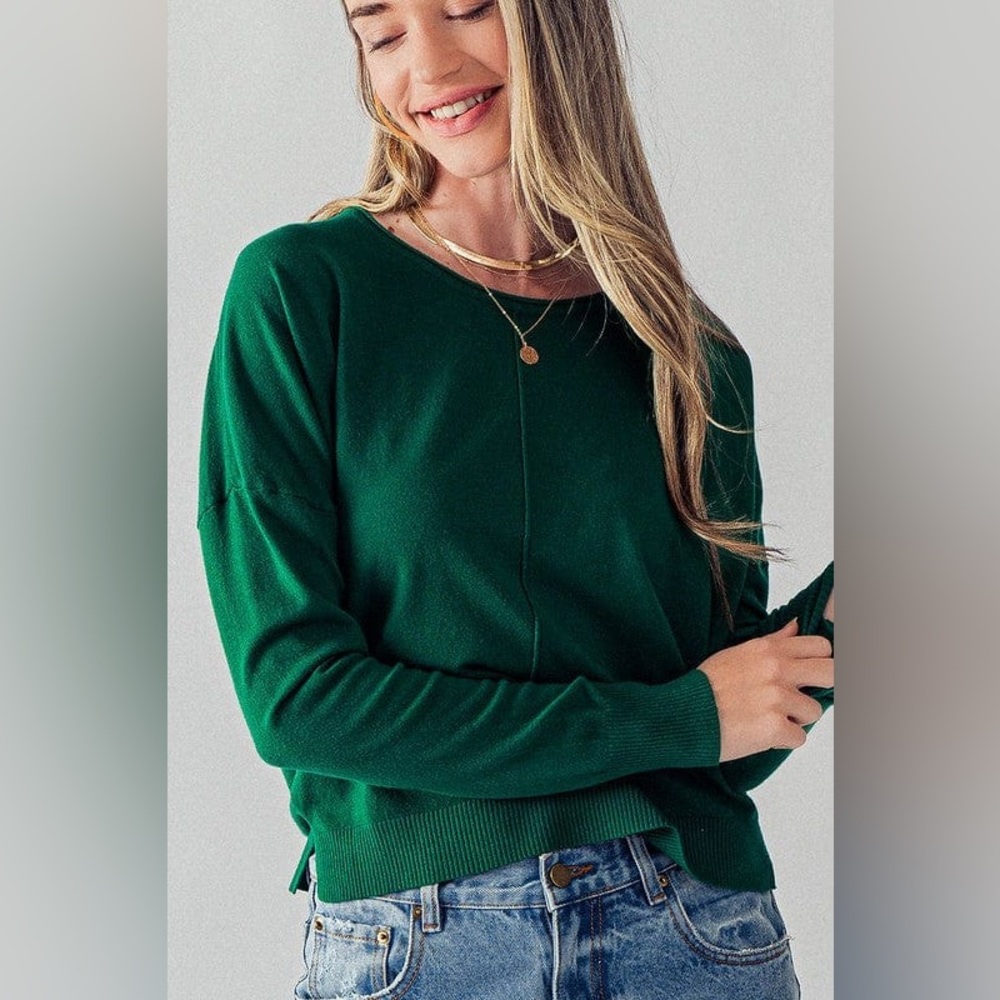 Urban Daizy Soft Knit Round Neck Sweater Green
